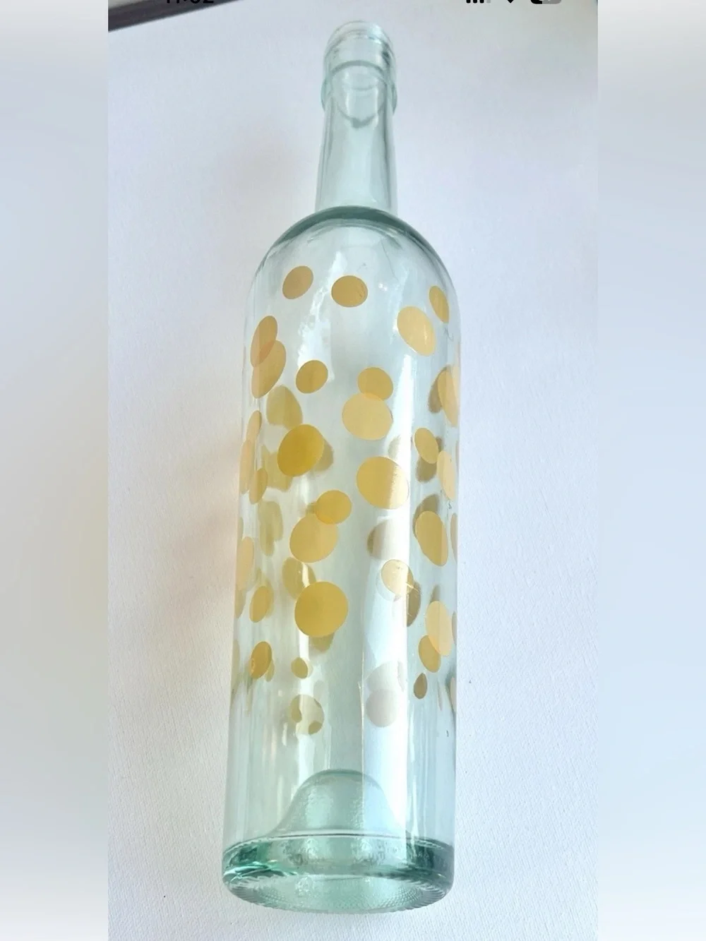 Vintage Mod Dot Yellow Polka Dot Blue Tinted Wine Bottle 750ml 12.5” MCM Italy